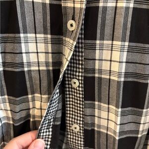 Talbots Black and White plaid button down shirt - 2X petite
